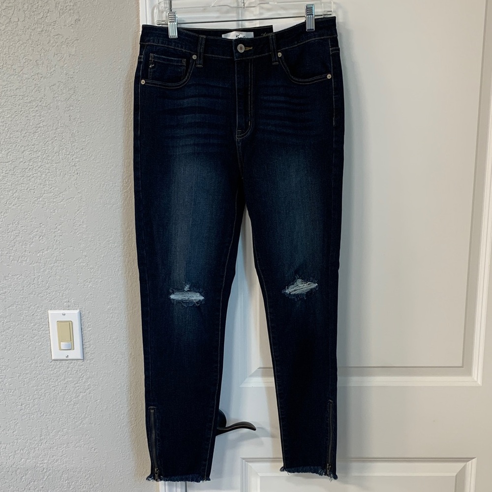 KanCan Dark Blue Distressed Ankle Skinny Jeans